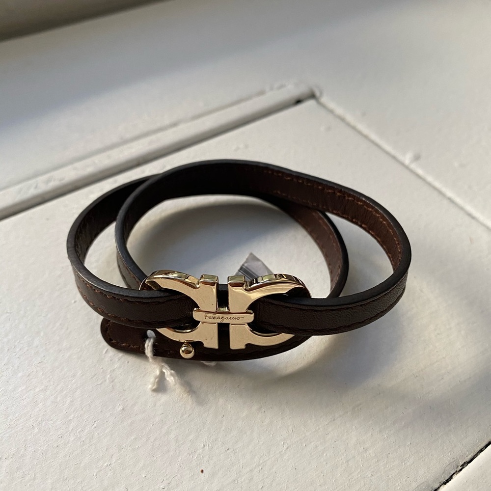 Salvatore Ferragamo Leather Double Wrap Bracelet